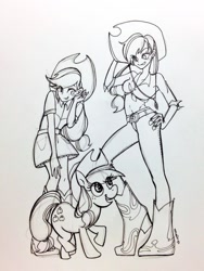 Size: 768x1024 | Tagged: safe, artist:m_wxy, derpibooru import, applejack, earth pony, human, equestria girls, pen drawing, traditional art