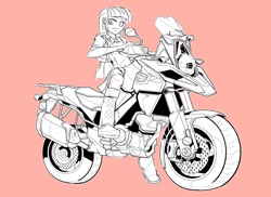 Size: 1200x874 | Tagged: safe, artist:tyuubatu, derpibooru import, twilight sparkle, equestria girls, detailed, digital art, motorcycle