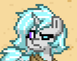 Size: 308x243 | Tagged: safe, derpibooru import, screencap, oc, oc:snowy aspiration, oc:winter aspiration, pony, unicorn, black sclera, pony town, reaction image, split personality, unamused