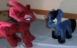 Size: 1000x633 | Tagged: safe, artist:bastler, derpibooru import, tempest shadow, oc, oc:digital wrench, pony, unicorn, hoof shoes, photo, plushie