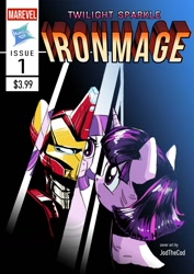 Size: 1024x1448 | Tagged: safe, artist:jodthecod, derpibooru import, twilight sparkle, comic, commission, cover art, fanfic, heart forged of iron, iron man, magazine cover, superhero