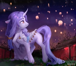 Size: 1846x1600 | Tagged: safe, artist:amo, derpibooru import, oc, oc only, pony, unicorn, clothes, jewelry, lantern, lantern festival, night, paper lantern, regalia, solo