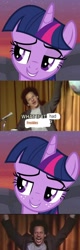 Size: 518x1618 | Tagged: safe, derpibooru import, twilight sparkle, twilight sparkle (alicorn), alicorn, human, pony, female, freckles, male, mare, meme, microphone, smiling