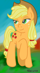 Size: 500x900 | Tagged: safe, artist:wrath-marionphauna, derpibooru import, applejack, earth pony, pony, ambiguous facial structure, applejack's hat, cowboy hat, digital art, female, freckles, hat, mare, solo