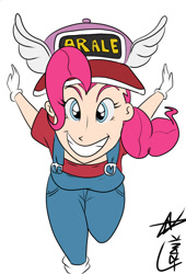 Size: 680x1000 | Tagged: safe, artist:frankaraya, derpibooru import, pinkie pie, human, anime, arale, crossover, digital art, dr. slump, humanized, norimaki arale, simple background