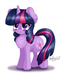 Size: 1600x1800 | Tagged: safe, artist:kindny-chan, derpibooru import, twilight sparkle, pony, unicorn, blushing, cheek fluff, chest fluff, cute, ear fluff, simple background, solo, twiabetes, white background