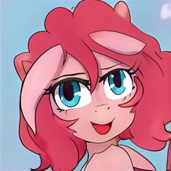 Size: 1024x1024 | Tagged: safe, artist:thisponydoesnotexist, derpibooru import, blue eyes, long ears, neural network, not pinkie pie, pink hair, solo, weird