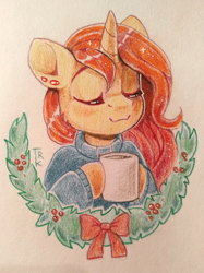 Size: 2160x2884 | Tagged: safe, artist:trickate, derpibooru import, oc, oc only, pony, unicorn, mug, solo, traditional art