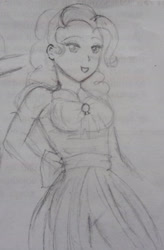 Size: 1975x3008 | Tagged: safe, artist:wrath-marionphauna, derpibooru import, pinkie pie, human, clothes, dress, humanized, pencil drawing, sketch, traditional art