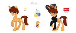 Size: 6000x2608 | Tagged: safe, artist:darbypop1, derpibooru import, oc, oc:cheesy, unicorn, cap, clothes, hat, hoodie, male, simple background, solo, stallion, transparent background