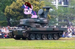 Size: 1024x679 | Tagged: safe, derpibooru import, edit, twilight sparkle, pony, irl, photo, ponies in real life, tank (vehicle)