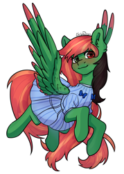 Size: 2130x2976 | Tagged: safe, artist:chibadeer, derpibooru import, oc, oc only, pegasus, pony, blushing, clothes, heterochromia, solo