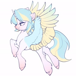 Size: 2048x2048 | Tagged: safe, artist:amo, derpibooru import, oc, oc only, alicorn, alicorn oc, horn, simple background, solo, unshorn fetlocks, white background, wings