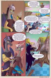 Size: 2301x3549 | Tagged: safe, artist:darlyjay, derpibooru import, discord, draconequus, comic:discord's story, apple, armchair, chaos, comic, discorded landscape, food, house, pipe, smoke, smoking, tl;dr, tree