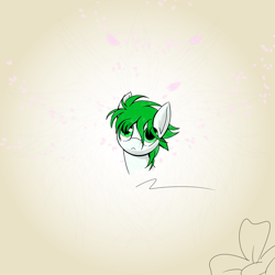 Size: 3000x3000 | Tagged: safe, artist:ktk's sky, derpibooru import, oc, oc:h2so4 rain, earth pony, earth pony oc, falling, flower, headphones, line, petal