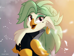 Size: 2849x2160 | Tagged: safe, artist:zidanemina, derpibooru import, captain celaeno, anthro, bird, parrot, my little pony: the movie, beautiful, clothes, female, high res, open mouth, pretty, signature, solo