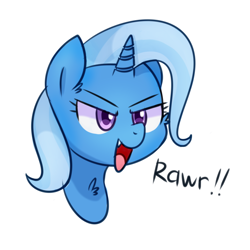 Size: 2000x2000 | Tagged: safe, artist:handgunboi, derpibooru import, trixie, unicorn, cute, cute little fangs, diatrixes, fangs, female, mare, rawr, simple background, white background