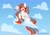 Size: 2758x1916 | Tagged: safe, artist:wutanimations, derpibooru import, oc, oc only, oc:cotton swirl, pegasus, pony, chest fluff, cloud, cute, dialogue, ear fluff, female, heart, mare, pegasus oc, sky, solo, speech bubble, wings