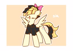 Size: 2048x1440 | Tagged: safe, artist:seamaggie, derpibooru import, songbird serenade, pegasus, pony, my little pony: the movie, bow, cute, female, hair bow, happy, headset mic, mare, open mouth, sia (singer), solo, songbetes, spread wings, wings