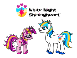 Size: 1280x970 | Tagged: safe, artist:starponys87, derpibooru import, spectrum, oc, oc:nightlight, oc:nightlight sparkleheart, oc:white night, oc:white night shiningheart, unicorn, asperger's syndrome, autism, bbbff, best friends, best friends forever, bff, big brother, geek, glasses, horn, little sister, nerd, parody, shield, stars, unicorn oc