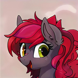 Size: 1024x1024 | Tagged: safe, artist:thisponydoesnotexist, derpibooru import, edit, oc, oc:ruby seed, bat pony, pony, artificial intelligence, fangs, female, neural network, solo