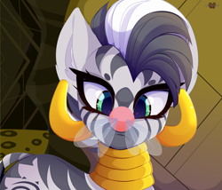 Size: 4680x4000 | Tagged: safe, artist:xsatanielx, derpibooru import, zecora, parasprite, zebra, swarm of the century, absurd resolution, cute, female, insect on nose, looking at something, scene interpretation, zecorable