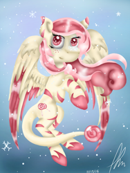 Size: 768x1024 | Tagged: safe, artist:llaurm34, derpibooru import, oc, oc:candy cane, pegasus, flying, pegasus oc, solo, wings