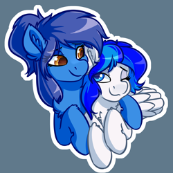 Size: 4000x4000 | Tagged: safe, artist:witchtaunter, derpibooru import, oc, earth pony, pegasus, pony, absurd resolution, cuddling, simple background