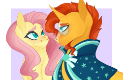 Size: 4000x2600 | Tagged: safe, artist:kittii-kat, derpibooru import, fluttershy, sunburst, pegasus, pony, female, flutterburst, male, shipping, shyburst, straight