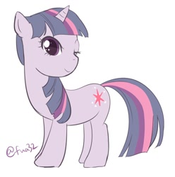 Size: 884x890 | Tagged: safe, artist:fua32, derpibooru import, twilight sparkle, digital art, one eye closed, solo, wink