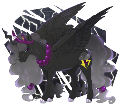 Size: 1024x888 | Tagged: safe, artist:sadelinav, derpibooru import, oc, oc:lightning queen, alicorn, pony, crooked horn, female, horn, mare, ow the edge, solo