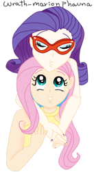 Size: 282x513 | Tagged: safe, artist:wrath-marionphauna, derpibooru import, fluttershy, rarity, human, digital art, female, flarity, glasses, hug, humanized, lesbian, shipping, smiling