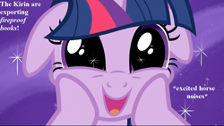 Size: 1280x720 | Tagged: safe, derpibooru import, edit, edited screencap, screencap, twilight sparkle, the crystal empire, cheek squish, cute, descriptive noise, excited, floppy ears, horse noises, speech, squishy cheeks, starry eyes, talking, twiabetes, wingding eyes