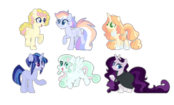 Size: 1024x620 | Tagged: safe, artist:yourrdazzle, derpibooru import, oc, oc only, pegasus, pony, unicorn, female, magical lesbian spawn, mare, offspring, parent:derpy hooves, parent:fluttershy, parent:king sombra, parent:night glider, parent:pinkie pie, parent:rainbow dash, parent:rarity, parent:stygian, parent:twilight sparkle, parent:vapor trail, parents:applelestia, parents:derpypie, parents:sombrarity, parents:twigian, parents:vaporshy, simple background, transparent background