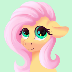 Size: 592x592 | Tagged: safe, artist:nowords, derpibooru import, fluttershy, pegasus, pony, female, mare, pink mane, yellow coat