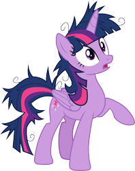 Size: 3000x3797 | Tagged: safe, artist:cloudyglow, derpibooru import, twilight sparkle, twilight sparkle (alicorn), alicorn, pony, the last problem, .ai available, cutie mark, female, frazzled, high res, mare, messy mane, open mouth, raised hoof, simple background, solo, transparent background, vector