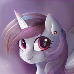 Size: 1024x1024 | Tagged: safe, artist:thisponydoesnotexist, derpibooru import, oc, alicorn, pony, ear piercing, earring, female, jewelry, neural network, piercing, solo