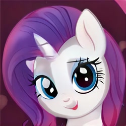 Size: 1024x1024 | Tagged: safe, artist:thisponydoesnotexist, derpibooru import, oc, oc only, pony, unicorn, artificial intelligence, eyeshadow, female, makeup, mare, neural network, not rarity, open mouth, solo