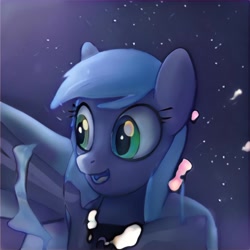 Size: 1024x1024 | Tagged: safe, artist:thisponydoesnotexist, derpibooru import, oc, oc only, pegasus, pony, artificial intelligence, female, mare, neural network, night, open mouth, solo, stars