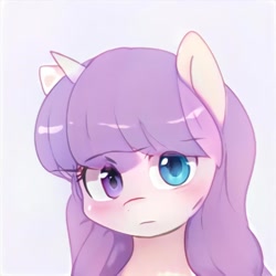 Size: 1024x1024 | Tagged: safe, artist:thisponydoesnotexist, derpibooru import, oc, pony, unicorn, artificial intelligence, bust, cute, female, heterochromia, looking at you, mare, neural network, portrait, simple background, white background
