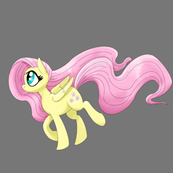 Size: 2048x2048 | Tagged: safe, artist:pfeffaroo, derpibooru import, fluttershy, pegasus, pony, female, folded wings, gray background, high res, looking away, looking up, mare, profile, raised hoof, raised leg, simple background, solo, walking, wings