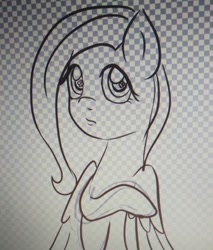 Size: 640x750 | Tagged: safe, artist:wrath-marionphauna, derpibooru import, fluttershy, pegasus, pony, digital art, looking at you, sketch, solo