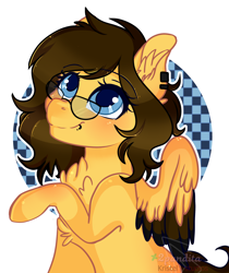 Size: 2100x2500 | Tagged: safe, artist:2pandita, derpibooru import, oc, pegasus, pony, colored wings, female, glasses, mare, multicolored wings, solo, wings