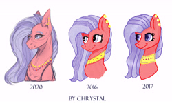 Size: 7874x4724 | Tagged: safe, artist:chrystal_company, derpibooru import, oc, oc only, earth pony, pony, bust, ear piercing, earring, earth pony oc, female, jewelry, mare, necklace, pearl necklace, piercing, redraw, smiling