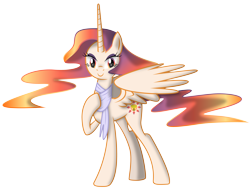 Size: 4000x3040 | Tagged: safe, artist:mycaro, derpibooru import, oc, oc only, alicorn, alicorn oc, clothes, eyeshadow, high res, horn, looking at you, makeup, raised hoof, scarf, shade, simple background, smiling, smiling at you, solo, spread wings, tall alicorn, transparent background, wings