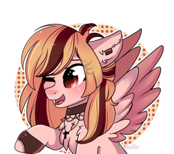 Size: 1500x1328 | Tagged: safe, artist:2pandita, derpibooru import, oc, pegasus, pony, female, mare, one eye closed, solo