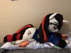 Size: 4032x3024 | Tagged: safe, artist:epicrainbowcrafts, derpibooru import, oc, oc only, oc:blackjack, pony, unicorn, fallout equestria, fallout equestria: project horizons, clothes, plushie, socks, solo, striped socks