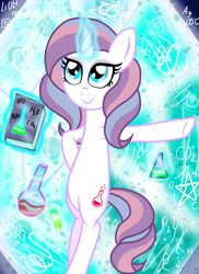 Size: 800x1100 | Tagged: safe, artist:katya, derpibooru import, potion nova, my little pony: pony life, bipedal, bipedal leaning, book, chemicals, chemistry, formula, leaning, magic, potion, potions, spell