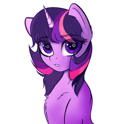 Size: 4096x4096 | Tagged: safe, artist:xxpaw2001xx, derpibooru import, twilight sparkle, unicorn twilight, pony, unicorn, absurd resolution, bust, chest fluff, ear fluff, eyebrows visible through hair, female, looking at you, mare, simple background, solo, white background, wingding eyes