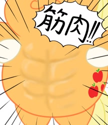 Size: 1280x1480 | Tagged: safe, artist:iroenpitu_nico, derpibooru import, applejack, earth pony, pony, 8-pack abs, abs, digital art, japanese, muscles, solo, strong